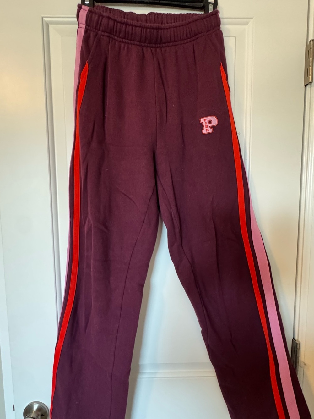 PINK Victoria's Secret Maroon sweatshirt, tshirt, pants set. - Picture 3 of 8